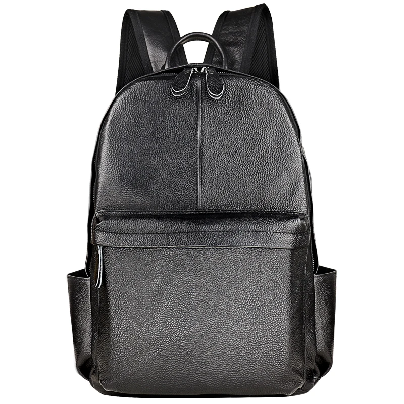 Real genuine cowhide skin leisure men backpack bag black color daily bag cheap price in good quality men travel bag free ship