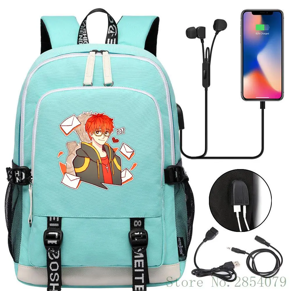 

Anime Mystic Messenger 707 USB Laptop Backpack Men Women Rucksack Outdoor Travel Shoulder Bags Student Schoolbag Bookbag