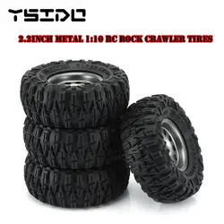 4PCS 2.2inch Tires & Metal Beadlock 10 Spoke Wheel Rim for 1/10 RC Rock Crawler Axial SCX10 90046 Traxxas TRX-4 Tyres Accessorie