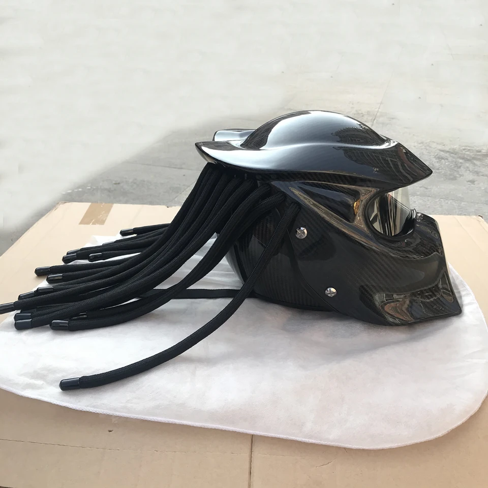 

NEW Full Carbon Fiber Motorcycle Predator Helmet Full Face DOT certification High quality casco depredador clear lens