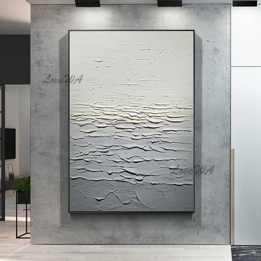 

Новое поступление, серая Современная Настенная картина ручной работы, абстрактная картина маслом на холсте, дизайн, картина маслом, картина без рамки