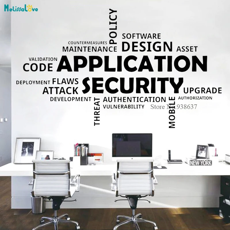 Application Security Keyword Decal information technology Company Office Wall Sticker Programmer Removable Vinyl Decor BB453