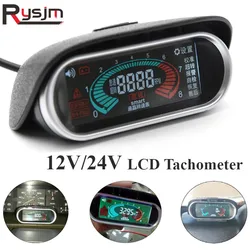 12V 24V LCD Digital Car tachometer Motorcycle Truck rpm meter for diesel moto auto gauge tacometro Free Shipping