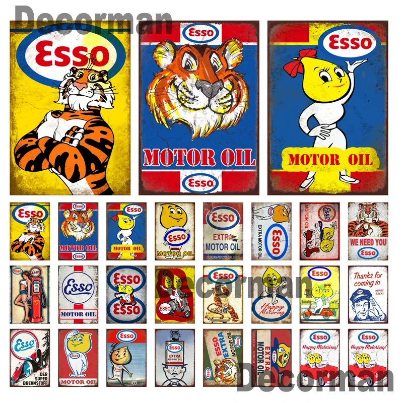 [ Mike86 ] ESSO Tiger PIN UP Tin Poster Metal signs Man Cave Oil Shop Decoration LTA-3154 20*30 CM Bar Painting