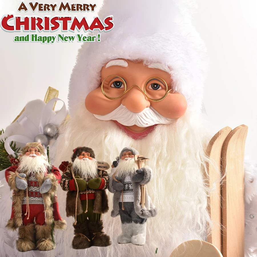 Holiday Gifts High-End Realistic Snowman Santa Desktop Decorations Claus Standing Doll 30 45cm Father Christmas Ornaments