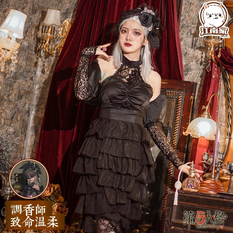 

Rose Vera Nair Cosplay Costume Game Identity V Perfumer Long Black Dress Role-playing Clothing Sizes S-XL 2023 New
