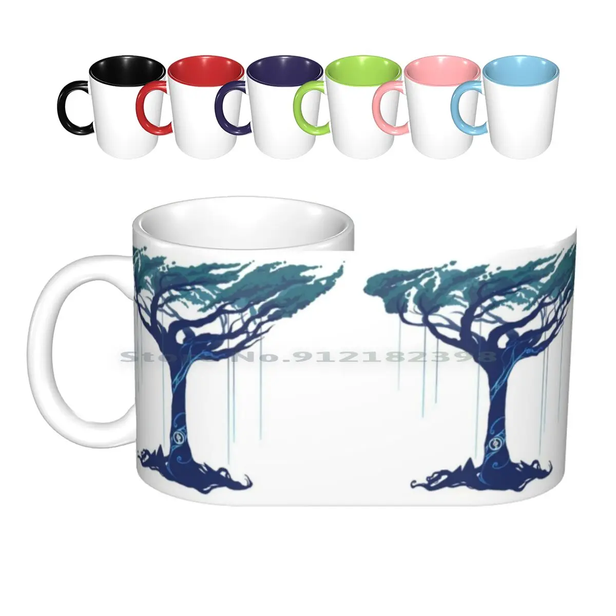 Arden Tree Ceramic Mugs Coffee Cups Milk Tea Mug Tree Ardenweald Covenant Wow World Of Mystic Magic Nature Blue Druid Forest