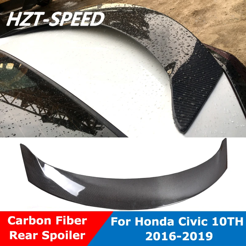 Civic Carbon Fiber Material Rear Back Trunk Wing Tail Spoiler For Honda 10Th Civic 2016-2019