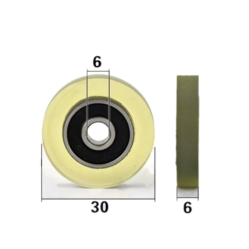 10pcs/50pcs 6*30*6mm Polyurethane PU 626 626RS Drawer Showcase Low Noise Roller Bearing Friction Pulley 6x30x6mm