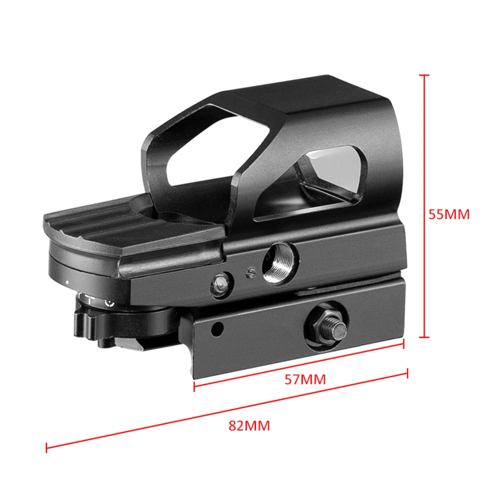 4 Reticles Adjustable Reflex Red/Green Dot Open Sight Hunting Optics 1x33mm Holographic Rifle Scope with Quick QD Weaver 20mm