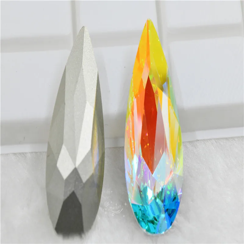 k9 50mm x20mm glass pointback Rhinestone Long TearDrop jewels and home Decoration High quality large stones for needlework