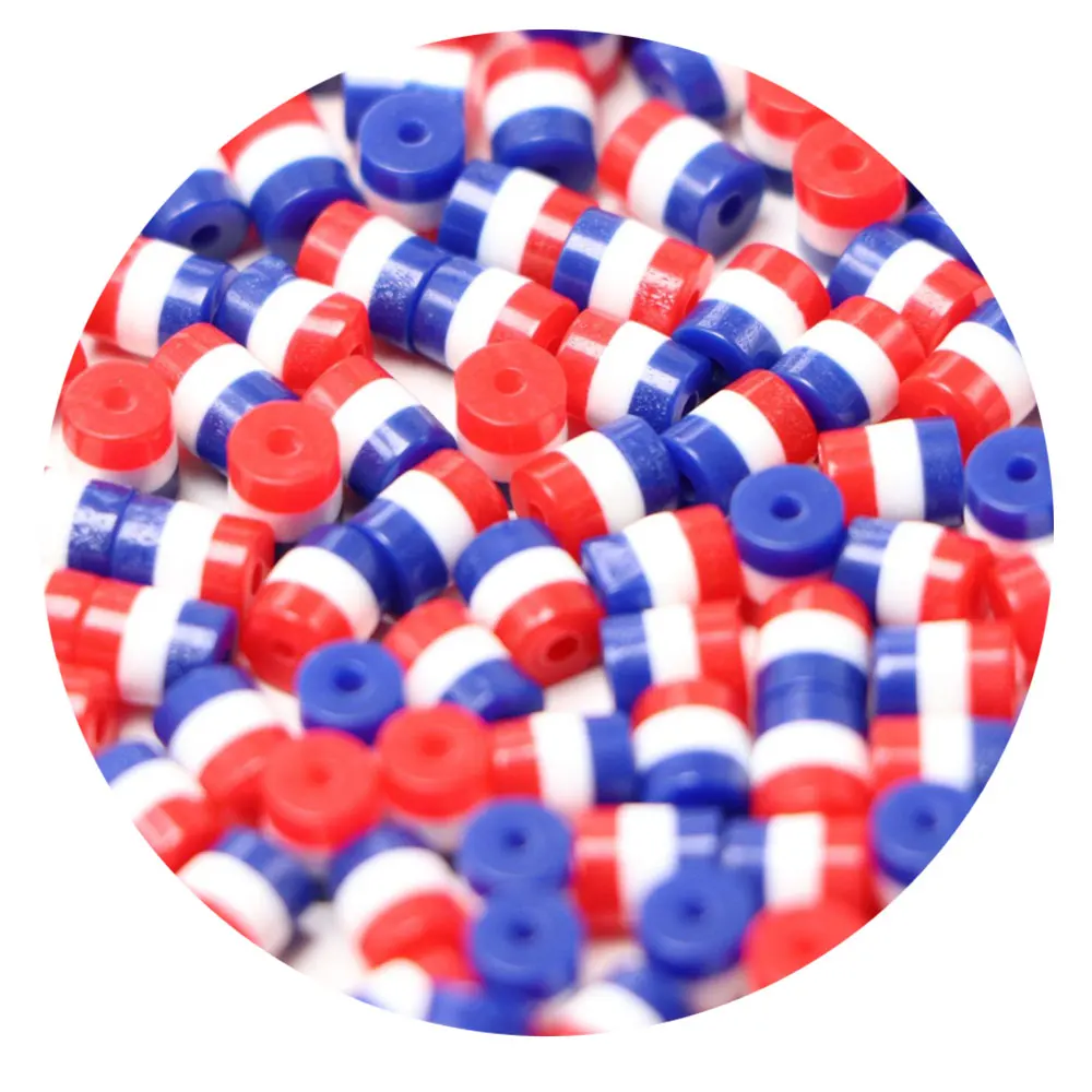 500/200pc Red Blue White Striped Beads Resin Epoxy Chunky Bubblegum Beads Loose Stripes Resin Beads for Jewelry Making Diy