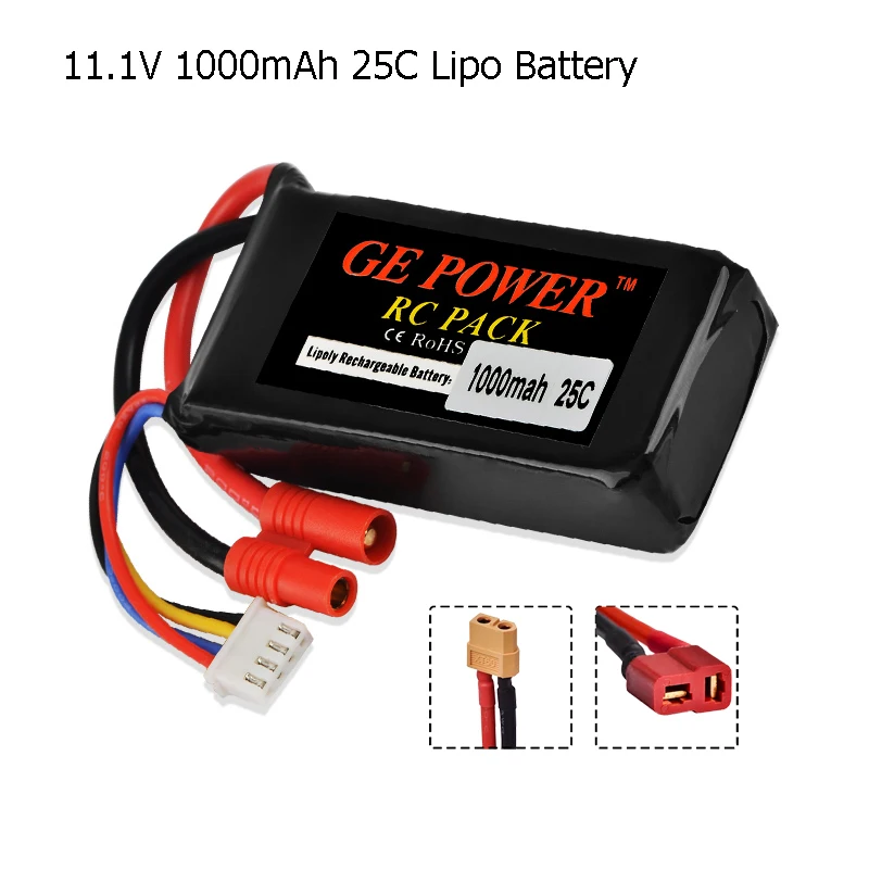 GE power 11.1v 1000mah 25C Li-po Battery With 3.5MM Banana Plug for Walkera Master CP RC Helicopter Spare Parts 3S RC Battery