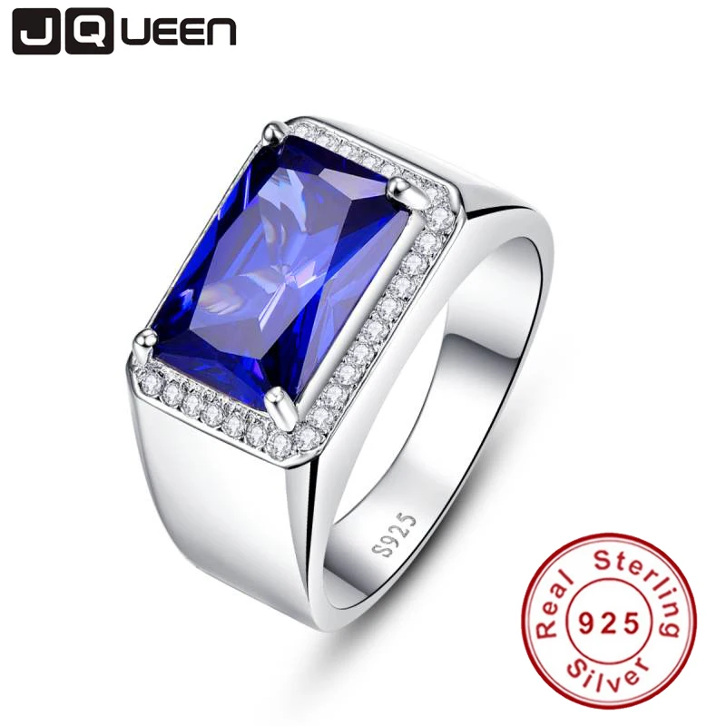 Luxury 7ct Blue Sapphire Ring Solid 925 Sterling Silver Jewelry Emerald Design Fabulous Charm bague anel masculino