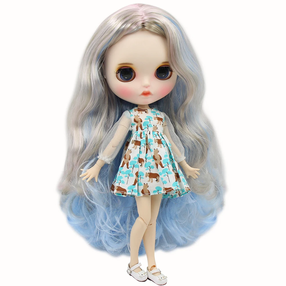 

ICY DBS Blyth doll 1/6 Joint Body hand painted matte face white skin Dreamy mixed color long curly Manual eye parts BJD SD