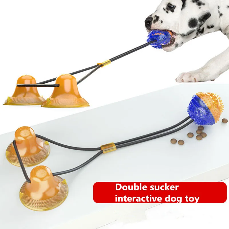 Indestructible Dog Toy Silicon Suction Cup Tug Dog Push Ball Toy Pet Leakage Food Toys Pet Tooth Cleaning Dogs Toothbrush Brush