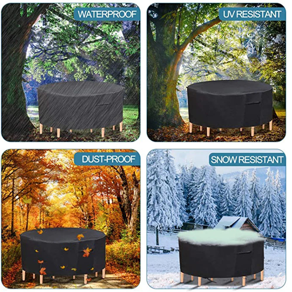 Oxford 210D Outdoor Waterproof Round Furniture Cover Sofa Dining Table Protection Patio Rain and Snow Meal Zhuo Dust Cover