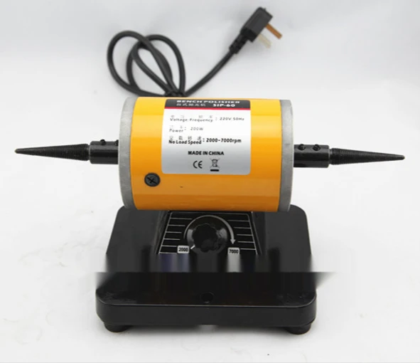 220V Mini Desktop Polishing Machine Metal Plastic Jade Grinding Table Grinding Double Shaft Machine Adjustable Speed Belt Cloth