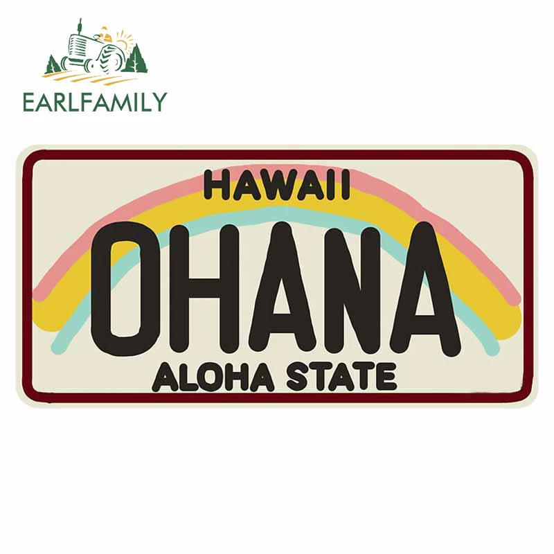 EARLFAMILY 13cm x 6.7cm for Vintage Hawaii License Aloha Trunk Car Sticker  Personality Windshield Decal Refrigerator Graphics