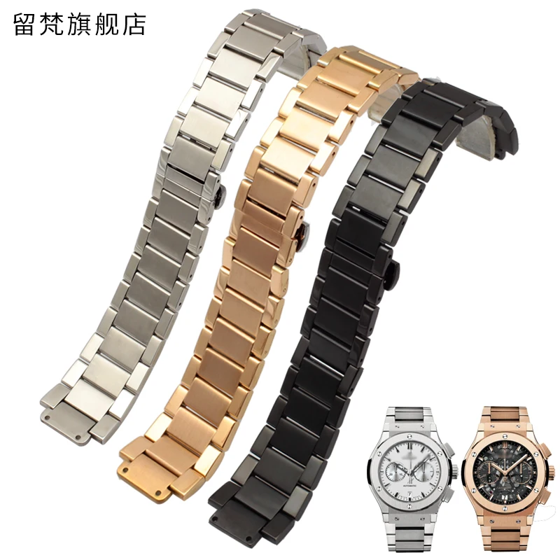 

Stainless Steel Watch band For HUBLOT BIG BANG Classic Fusion Bulge 17mm 19mm Black Rose Gold Men's Wrist Watch Strap Bracelet