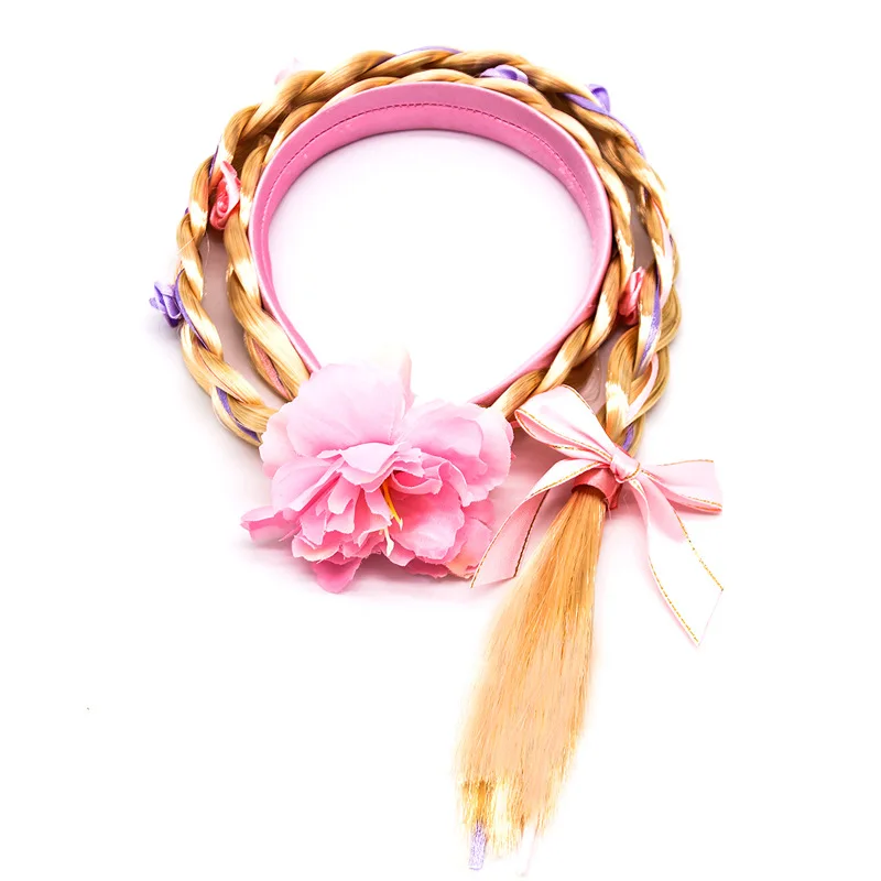 Girl Princess Hair Accessories Child Wig Braids Girls Cosplay Show Dress Up Hair Clip Wig Braid For Children Cosplay Dress UP