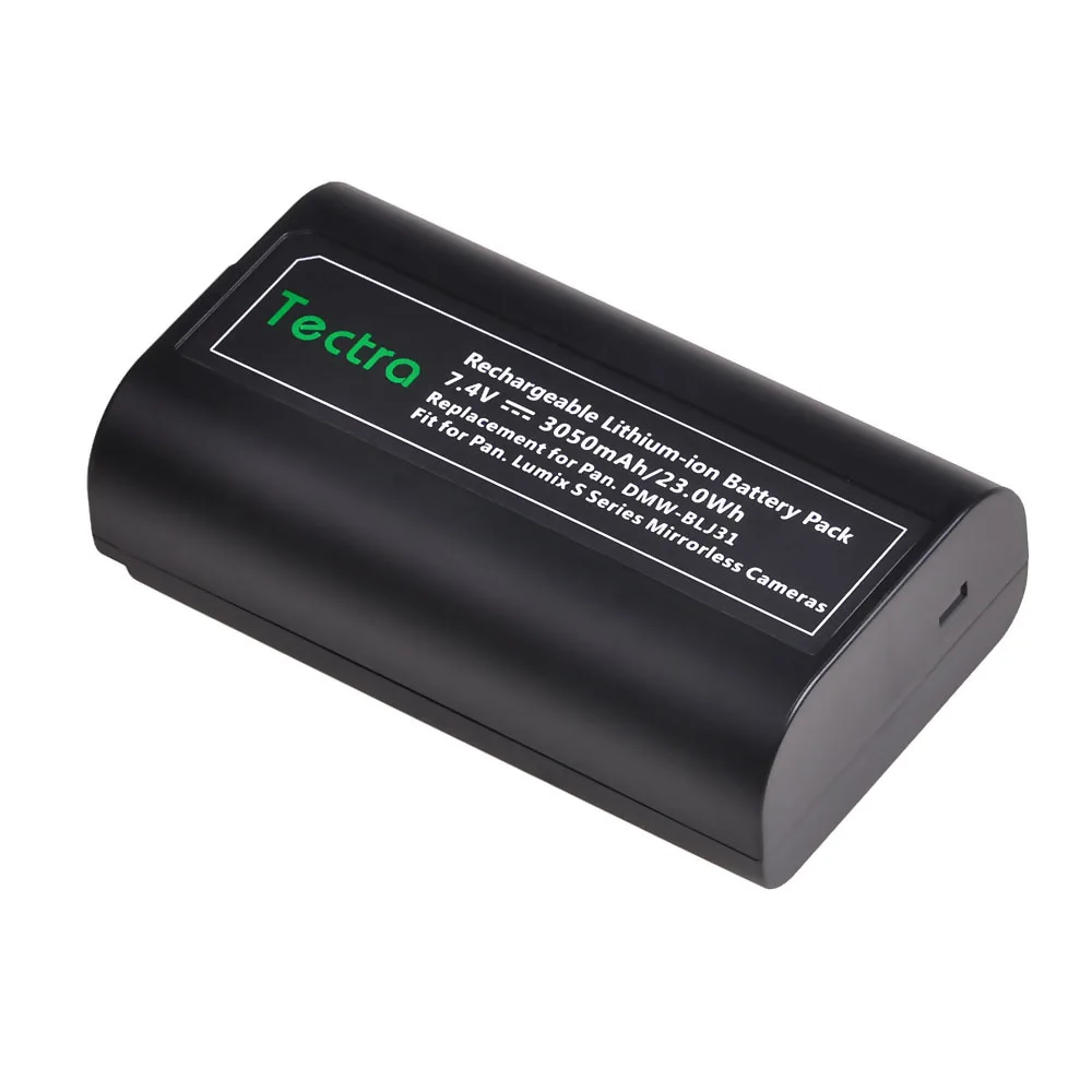 Tectra 3050mAh DMW-BLJ31 Replacement Battery and Dual charger, For Panasonic Lumix DC-S1, DC-S1R, DC-S1H Mirrorless cameras