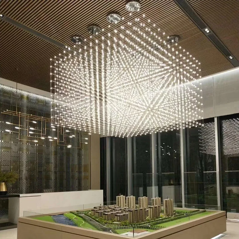 

Люстра в скандинавском стиле, большая декоративная люстра для отеля, светильник для супермаркета, ресторана, золотой подвесной светильник