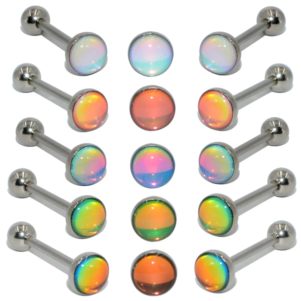 1PC Anti-Allergy Surgical Steel  Tongue Barbell Piercings Flash Film Bling Bling Tongue Barbell Rings Fashion Piercing Jewelry
