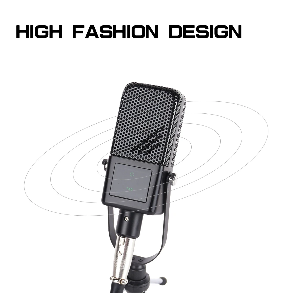 Microfone condensador para pc cm200, microfone com conector de 3.5mm, plug and play, com mini tripé, gravação de som para transmissão ao vivo/celular