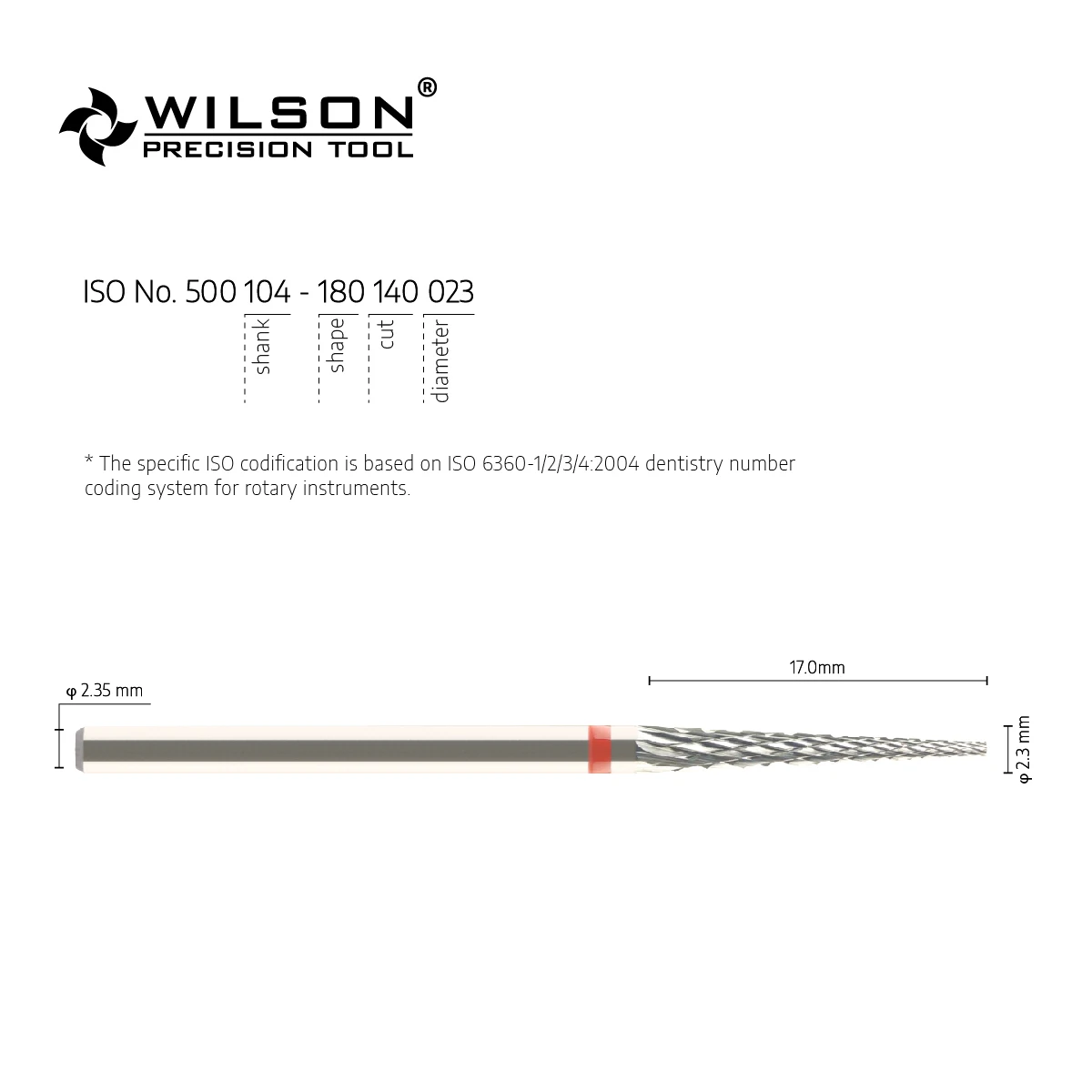 WilsonDental 5000206-ISO 180 140 023 Tungsten Carbide Dental Burs For Trimming Metal/Acrylic