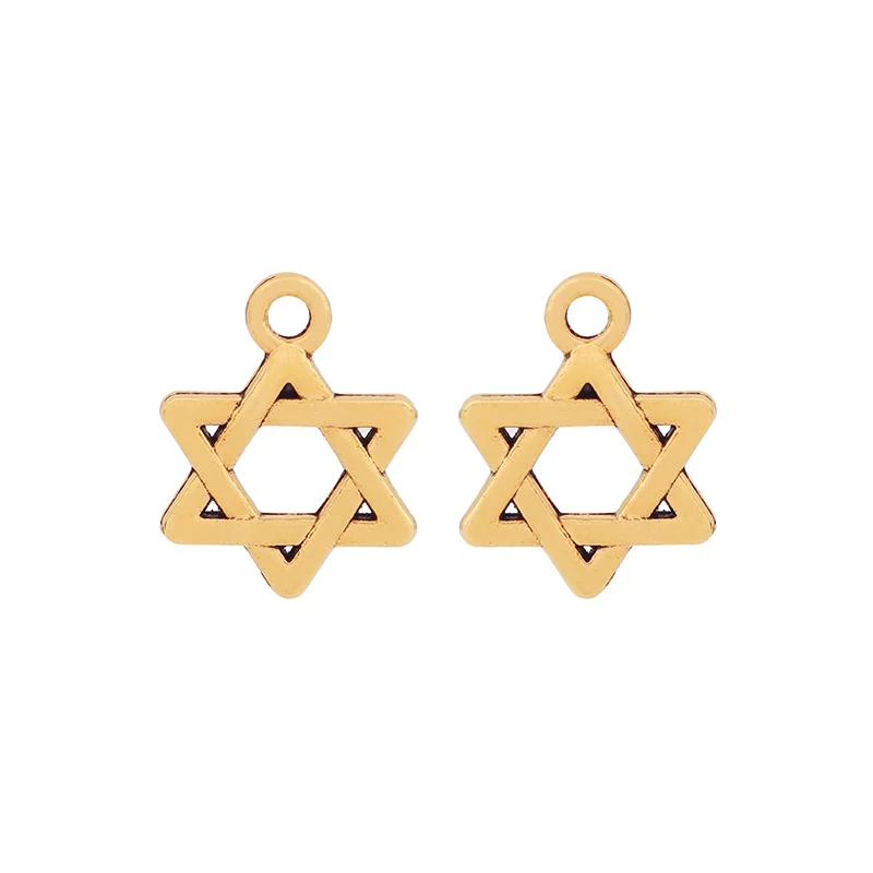 30 x Tibetan Silver/Gold Color Double Sided Star of David Charms Pendants Beads for DIY Earring Jewelry Making Accessories