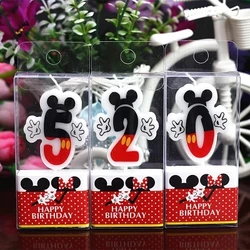 Velas do mickey mouse da minnie para decorações de festa de feliz aniversário 0-9 números velas bolo cupcake topper fontes de festa bandeiras