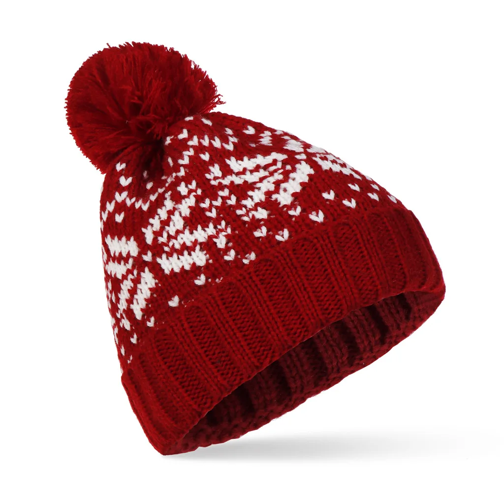 Knitted Winter Hats for Women Men Lover Couple Chirstmas Snow Beanie Retro  Baggy Pompom Thick Warm Cap