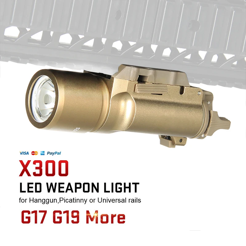 tactical airsoft accessories optical X300 LED Tactical Flashlight Pistol Weapon Light for Hunting GZ15-0026