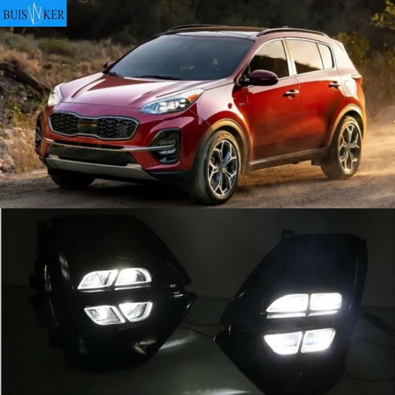 

2pcs LED For Kia sportage KX5 2019 2020 Daytime Running Light DRL LED Day Light Front Bumper Head Fog Lamp White