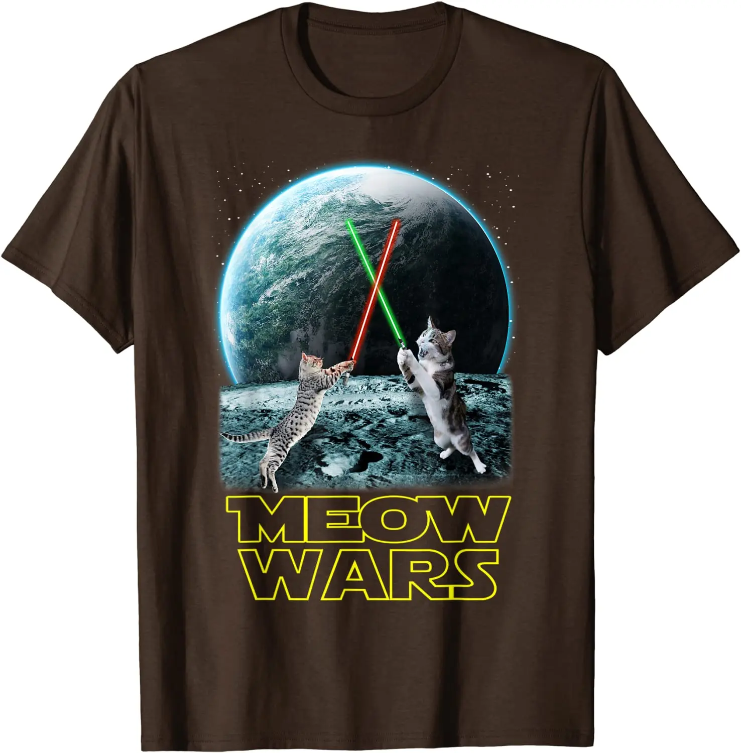 Meow Wars Cat Shirt Funny Gifts For Cats Lovers T-Shirt T-Shirt Funny Funny T Shirt Cotton Tops Tees for Male Personalized