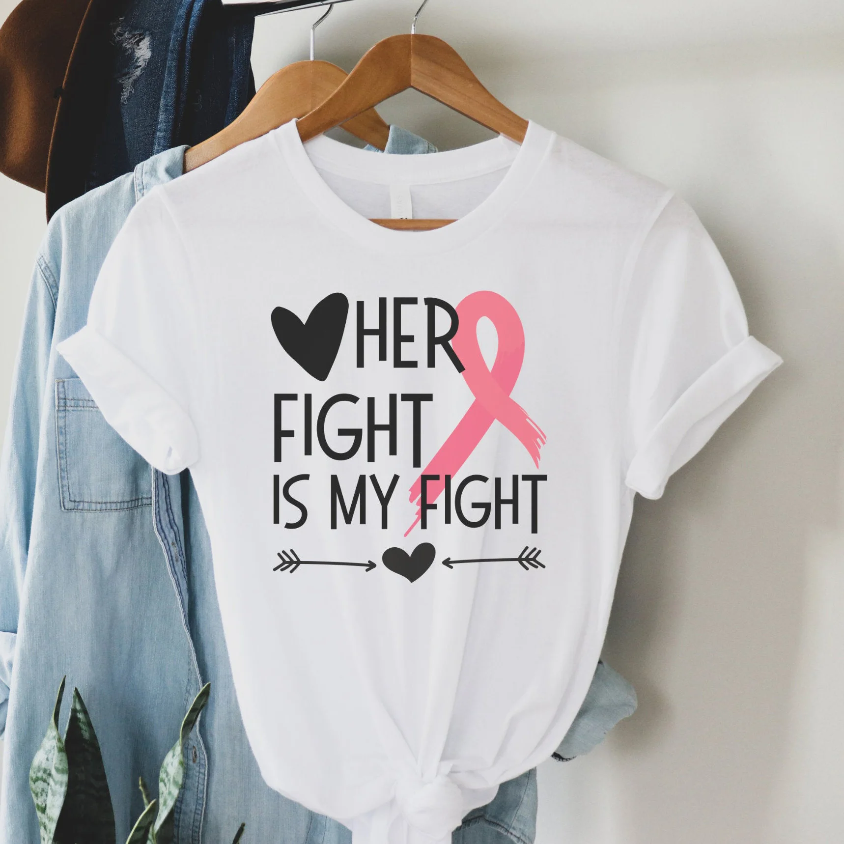 Casual Her Fight Is My Fightt Print Harajuku Top T-shirt da donna T-shirt da donna a maniche corte con scollo a O Basic da donna, Drop Ship