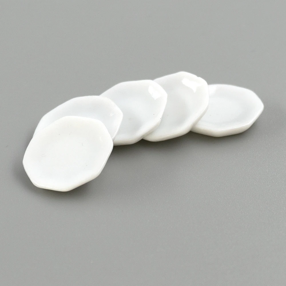 5Pcs 1/12 Dollhouse Miniature Accessories Mini Ceramic Food Plate Simulation Kitchen Dish Model for Doll House Decoration ob11