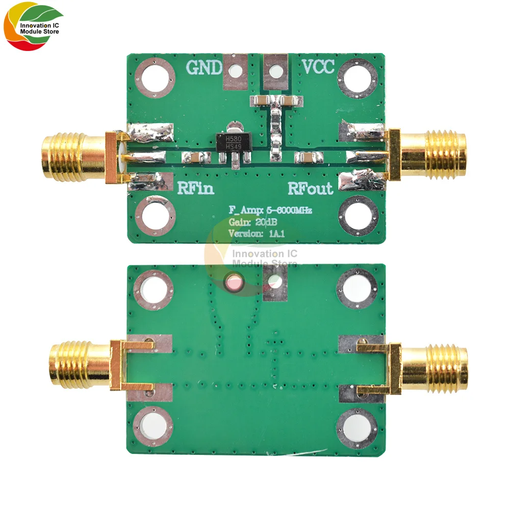 

HMC580 RF Low Noise Power Amplifier Board Module Vpp=5V 22dB Gain DC 3.3-5.5V 88mA 1-1000MHz High Gain for Short wave FM radio