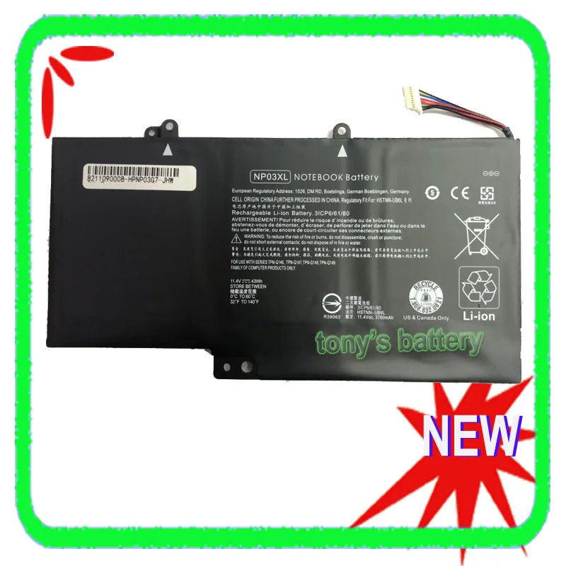 New NP03XL Battery for HP Envy X360 15-U010DX 15-U011DX  761230-005 HSTNN-LB6L Pavilion X360 13-A010DX 760944-421 TPN-Q146