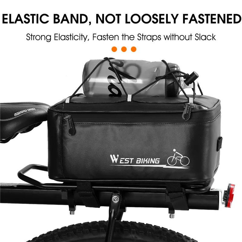 WEST BIKING Bicycle Rear Seat Bag MTB Bike Rack Bag Trunk Pannier Cycling Large Capacity Waterproof Travel Bag With Rain Cover