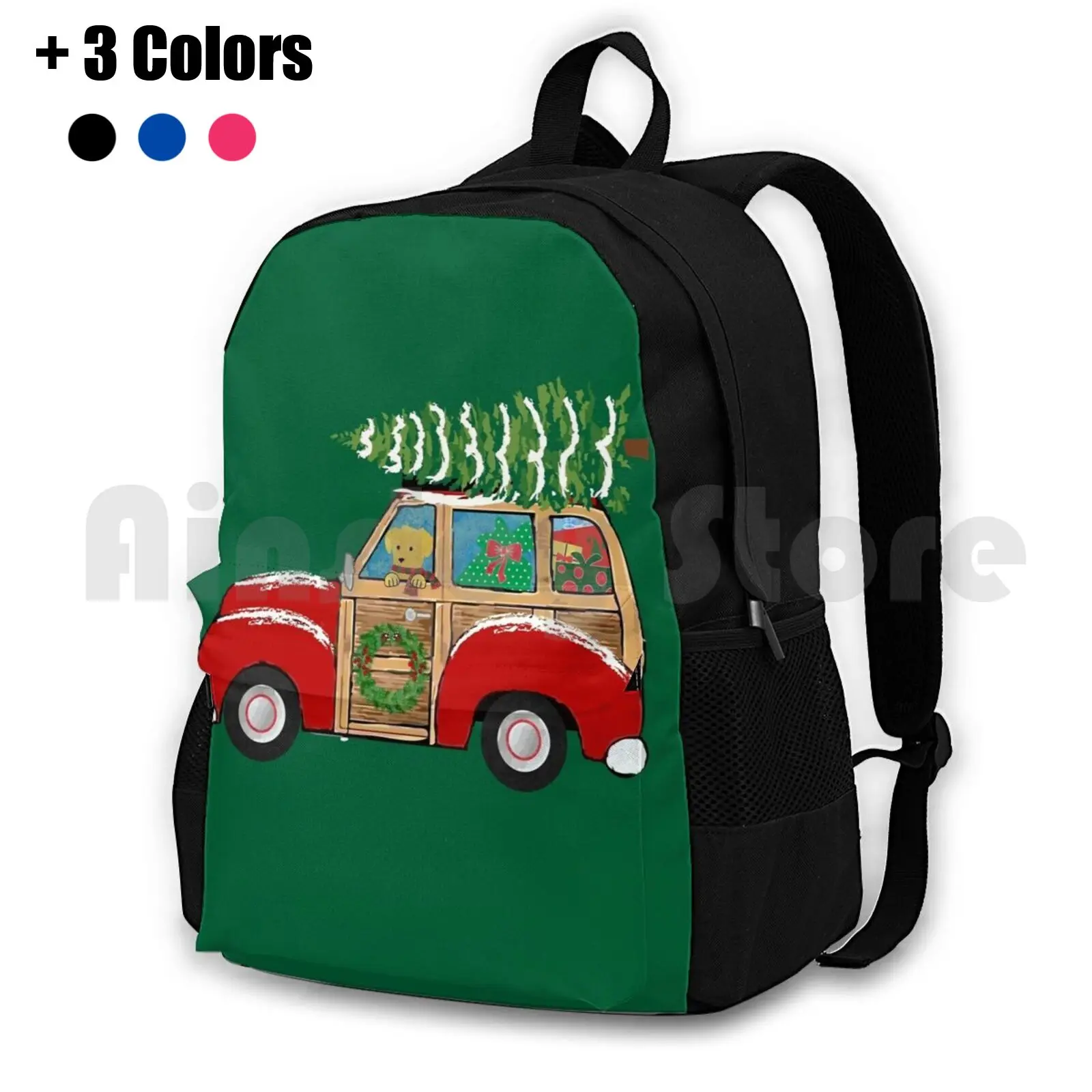 Christmas Woody Wagon-Bringing Home The Xmas Tree Outdoor Hiking Backpack Waterproof Camping Travel Bringing Home The Christmas