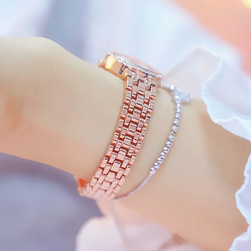 Bee Sister Diamond Quartz Luxury Brand Bracelet Watches Woman Rose Gold Ladies Steel Waterproof Wrist watch Crystal unique