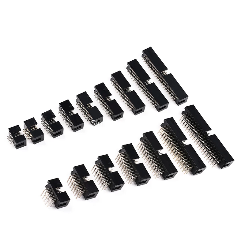 10PCS DC3 JTAG ISP Socket 2.54mm IDC Box Header Connector 6P/8P/10P/14P/16P/20P/30P/34P/40P Double Row Straight / Curved Needle