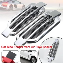 Rhyming 2Pcs Car Side Fender Vent Sticker Air Flow Spoiler Racing Intake Grille Trim Chrome Decorative Automobile Accessories