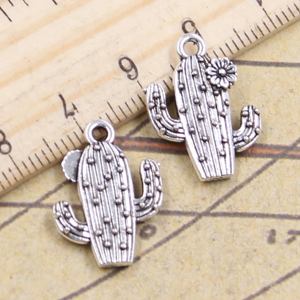 20pcs Charms Desert Cactus Flower 20x15mm Tibetan Bronze Silver Color Pendants Antique Jewelry Making DIY Handmade Craft