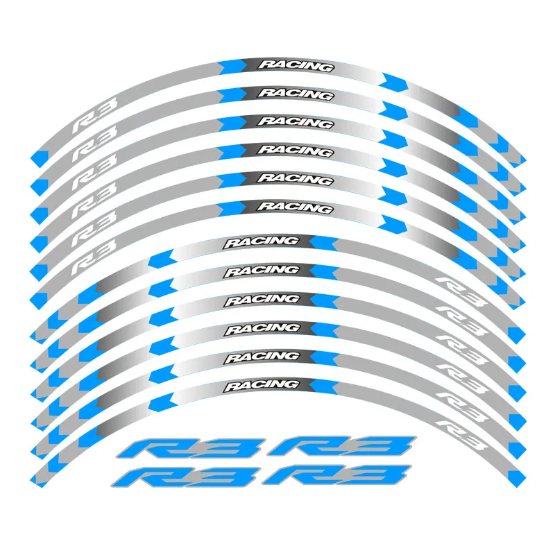 New high quality 12 Pcs Fit Motorcycle Wheel Sticker stripe Reflective  Rim For YAMAHA YZF R3