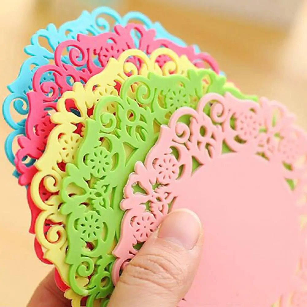 6 Pcs Lace Flower Doilies Silicone Coaster Tea Cup Mats Pad Insulation Placemat