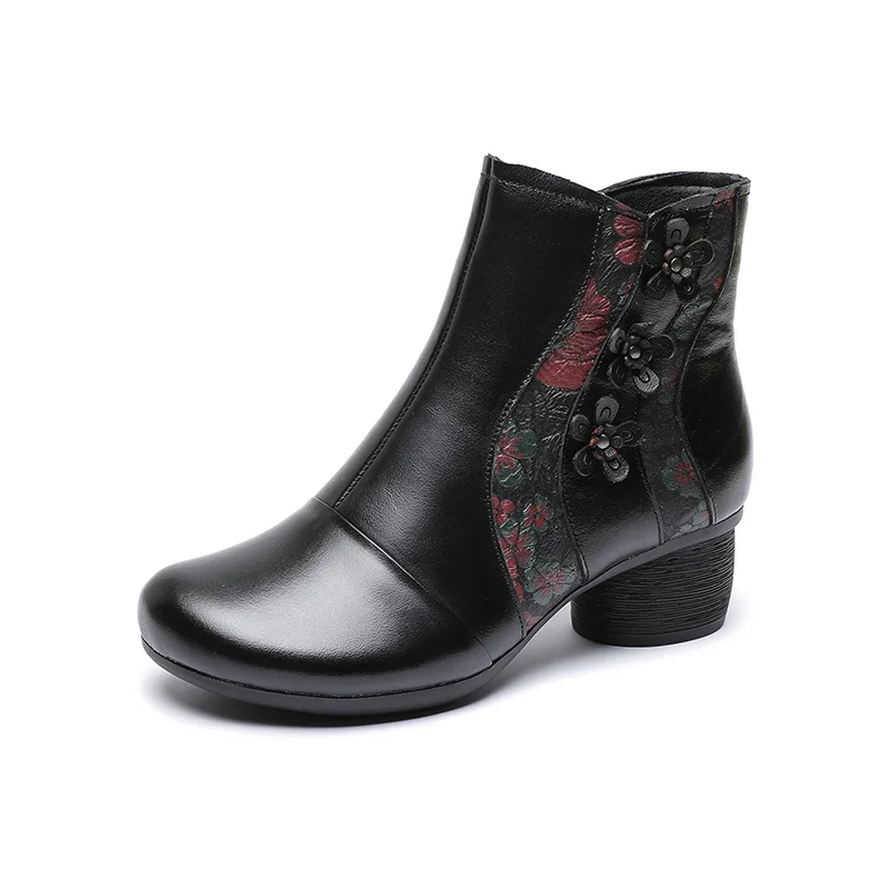 GKTINOO – bottines d'hiver en cuir véritable pour femme, chaussures à talons hauts, chaudes, avec fermeture éclair latérale, souples et confortables