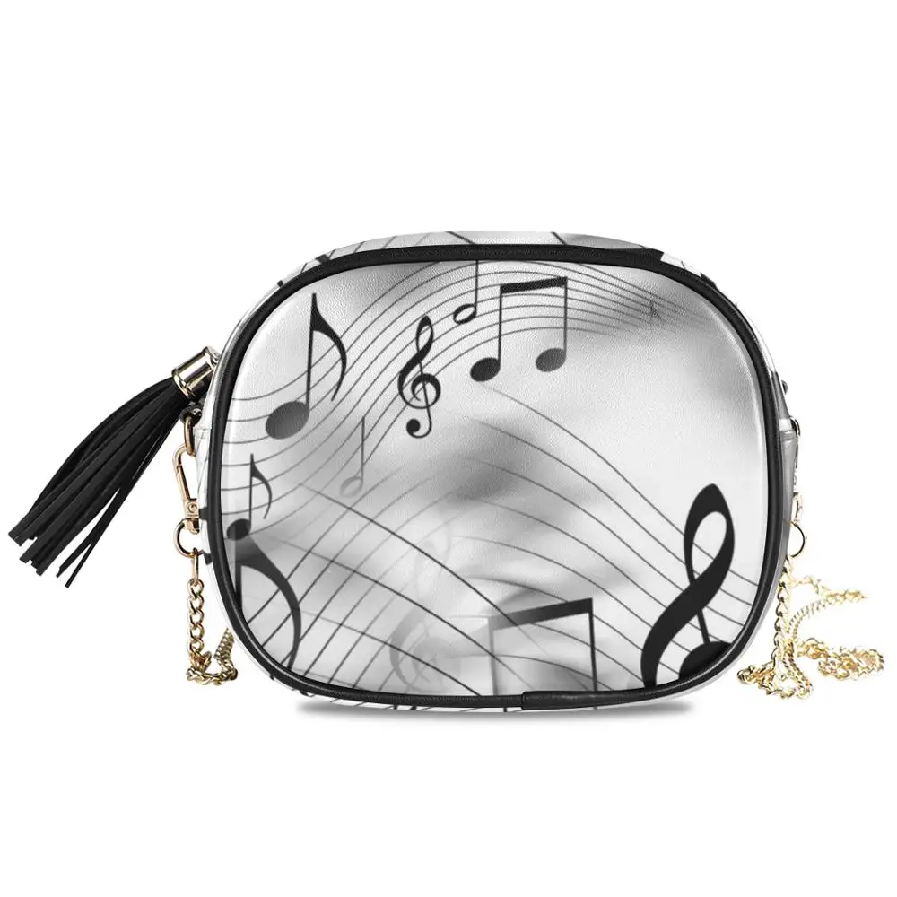 

ALAZA Small Chain Crossbody Bags For Women's Music Note Shoulder Messenger Bag Pu Leather Fashion Design Female Travel Handbags